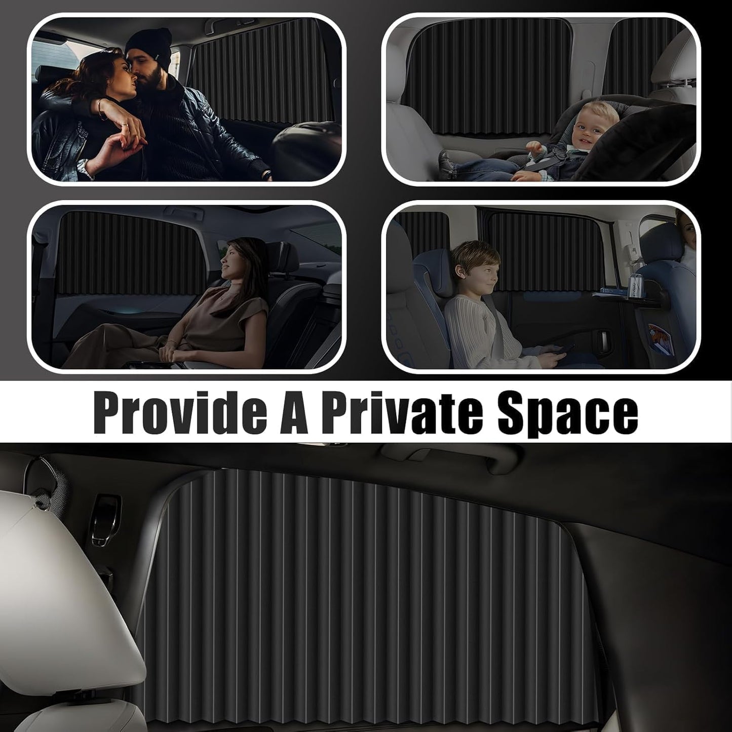 Universal Fit Magnetic Car Side Window Sunshade Curtains (4PCS) – Removable Privacy & Heat Protection, Pleated Black Magnetic Car Window Shades for Baby & UV Protection, Foldable & Easy to Use (Black)